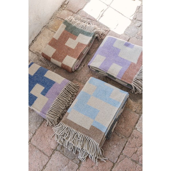 Modra/rjava odeja iz mešanice volne 130x190 cm Maze – Mette Ditmer Denmark-image-2