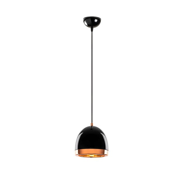 Črna/zlata viseča svetilka s kovinskim senčnikom ø 17 cm Mugo – Opviq lights