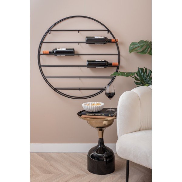 Črno stensko kovinsko držalo za vino za 12 steklenic 80x80x9 cm Redondo – PT LIVING-image-1