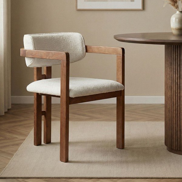 Bel jedilni stol z nasloni za roke Toscana – Kalune Design-image-1