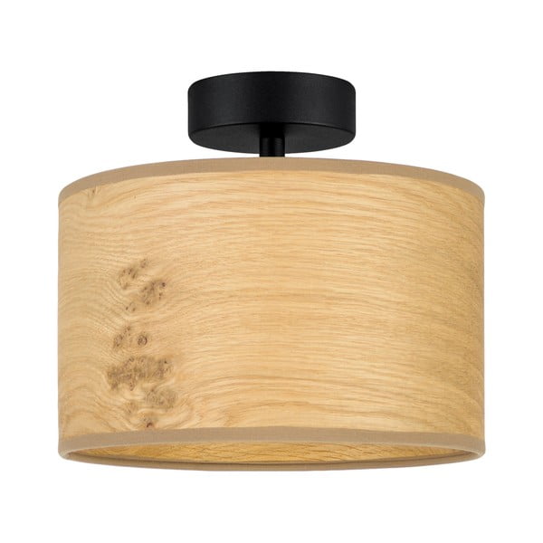 Stropna svetilka iz lesenega furnirja bež barve Sotto Luce Ocho S, ⌀ 25 cm