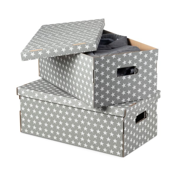 Škatle za shranjevanje iz valovite lepenke s pokrovom v kompletu 2 kosa Stars - Compactor-image-3