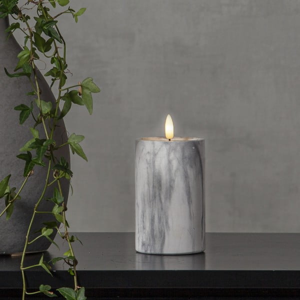Siva in bela betonska LED sveča Star Trading Flamme Marble, višina 15 cm