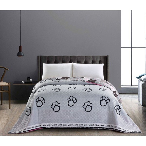 Obojestransko sivo posteljno pregrinjalo iz mikrovlaken DecoKing Cat Invasion, 170 x 270 cm-image-1