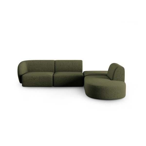 Zelena kotna sedežna garnitura iz šenilje (desni kot/v obliki črke L) Paolo – Milo Casa