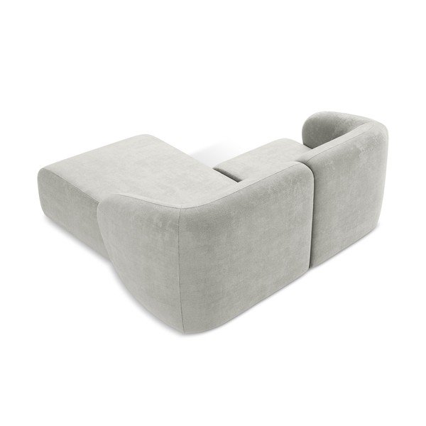 Svetlo siva kotna sedežna garnitura iz šenilje (desni kot/z ležalnikom) Lani – Makamii-image-3