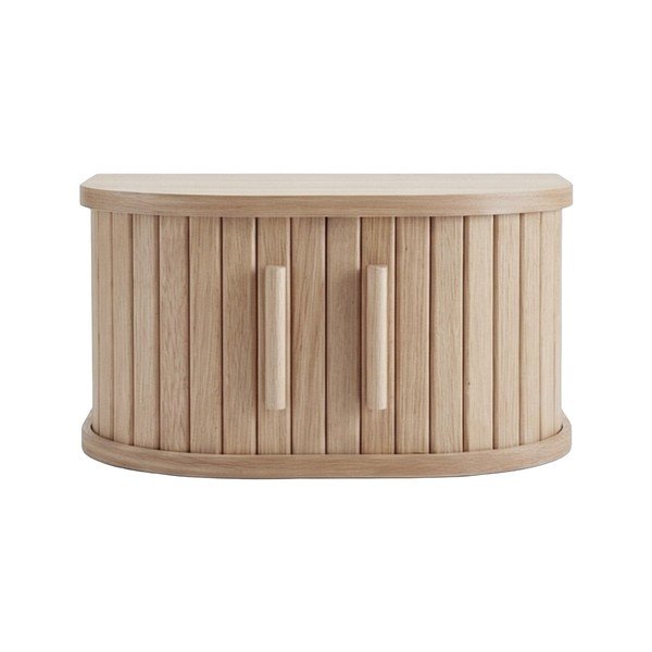 Stenska nočna omarica s policami v hrastovem dekorju v svetli naravni barvi Meta – Unique Furniture-image-1