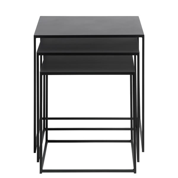 Črne kovinske mizice v kompletu 3 ks 50x50 cm Pebble – Unique Furniture-image-3