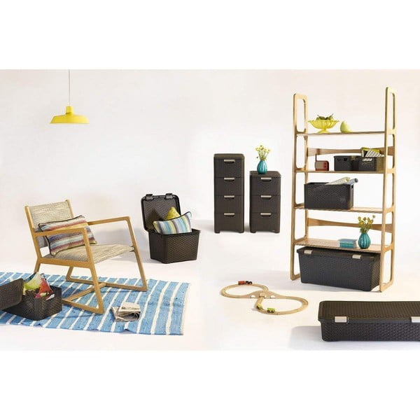 Temno rjava plastična visoka kopalniška omarica 33x79 cm Rattan – Curver-image-1