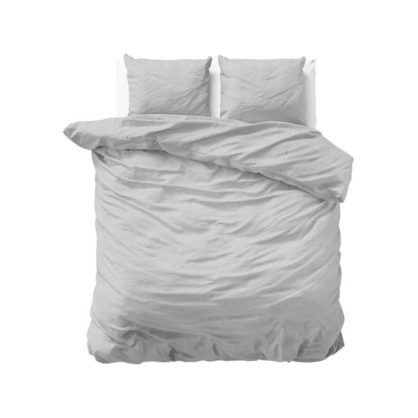 Svetlo siva flanelna posteljnina za zakonsko posteljo Sleeptime Jason, 200 x 220 cm