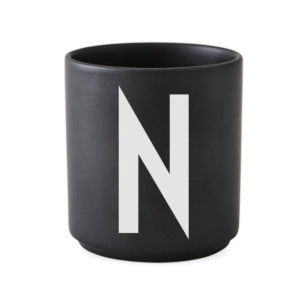 Črna porcelanasta skodelica Design Letters Alphabet N 250 ml