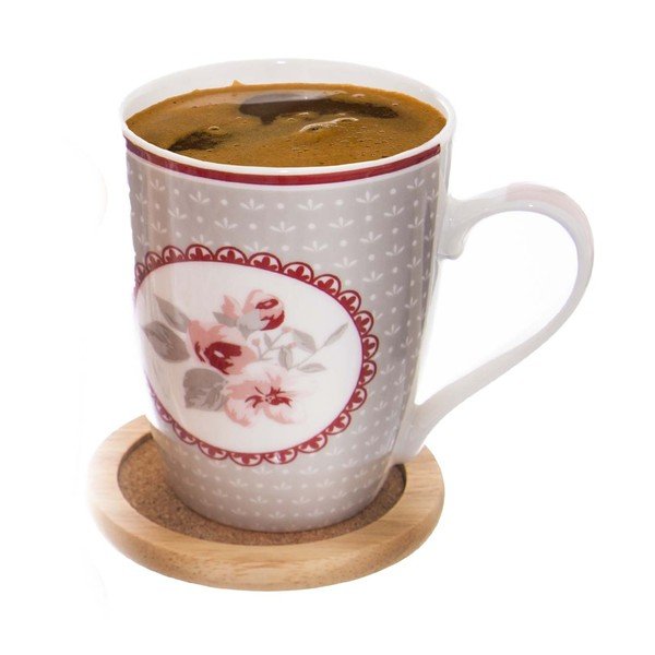 Leseni podstavki za kozarce v kompletu 6 ks s stojalom v naravni barvi – Orion-image-1