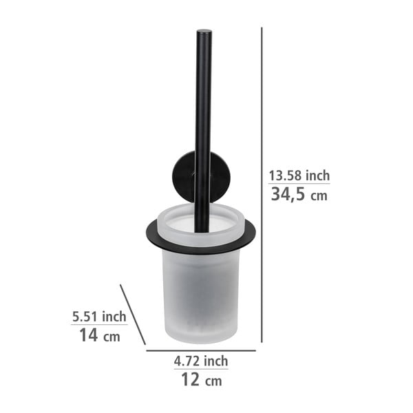 Mat črna steklena WC ščetka z namestitvijo brez vrtanja Bivio – Wenko-image-3