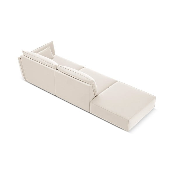 Bež žametna sedežna garnitura desni kot 264 cm Vanda – Mazzini Sofas-image-3