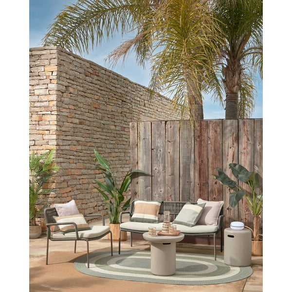 Zeleno-bež prevleka za blazino iz reciklirane plastike Kave Home Leeith, 45 x 45 cm-image-3