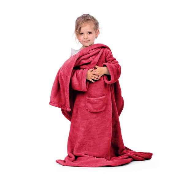 Rdeča otroška TV odeja z rokavi DecoKing Lazykids-image-2
