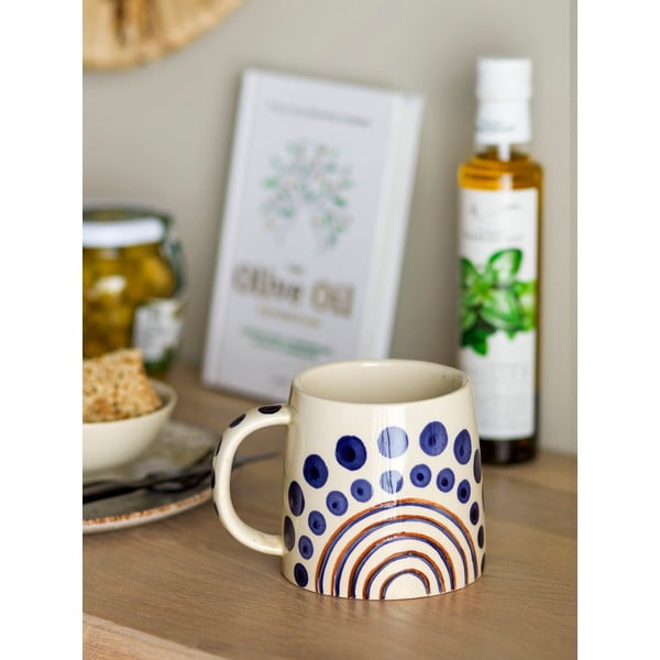 Temno modra/bež lončena skodelica 515 ml Shama – Bloomingville-image-1