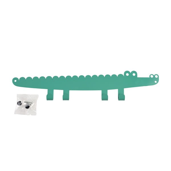 Zelen kovinski stenski otroški obešalnik Crocodile – Rex London-image-3