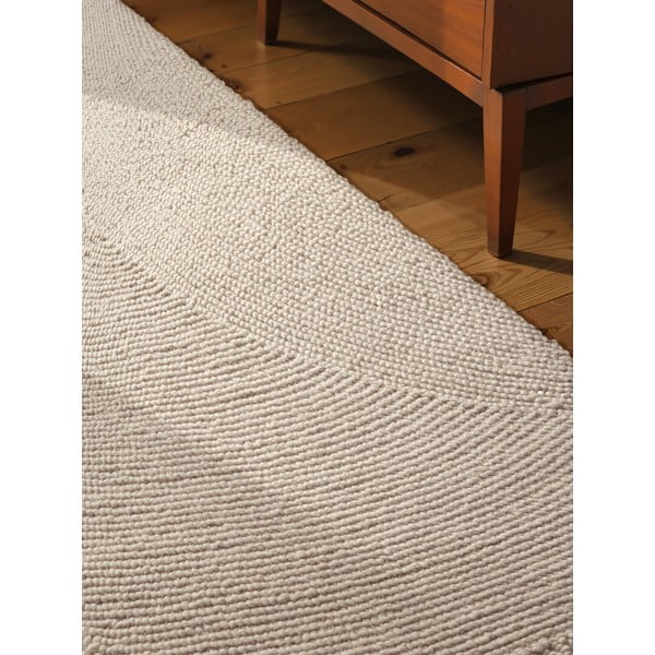 Ročno tkan volnen tekač v svetli naravni barvi 80x200 cm Eleni Natural White – Hanse Home-image-3