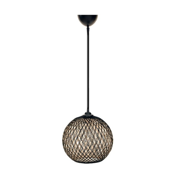 Črna/temno rjava viseča svetilka s senčilom iz jute ø 24 cm – Opviq lights