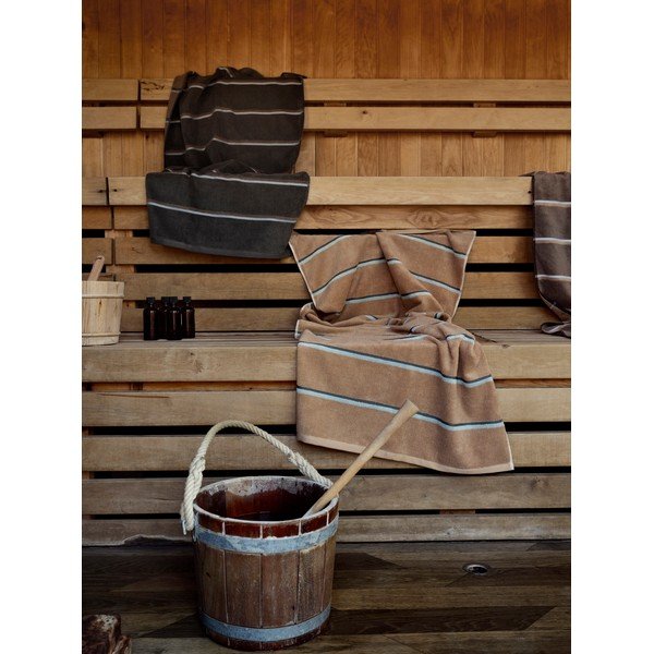 Črna/svetlo siva bombažna brisača 70x140 cm Sauna – Zone-image-2