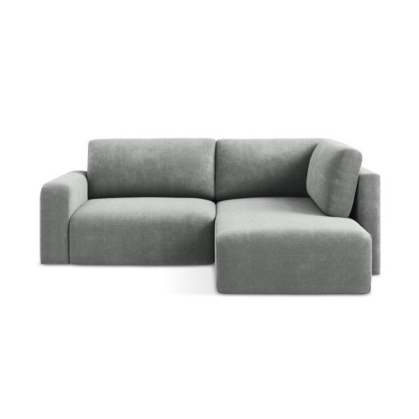 Siva raztegljiva/s prostorom za shranjevanje kotna sedežna garnitura iz šenilje (desni kot/v obliki črke L) Kona – Makamii