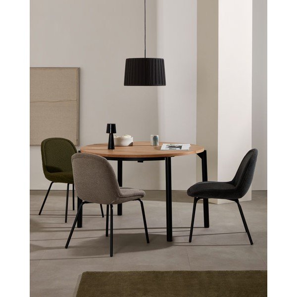 Okrogla raztegljiva jedilna miza v hrastovem dekorju ø 120 cm Montuiri – Kave Home-image-1