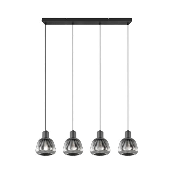 Črna viseča svetilka s steklenim senčilom ø 15 cm Tarifa – Trio