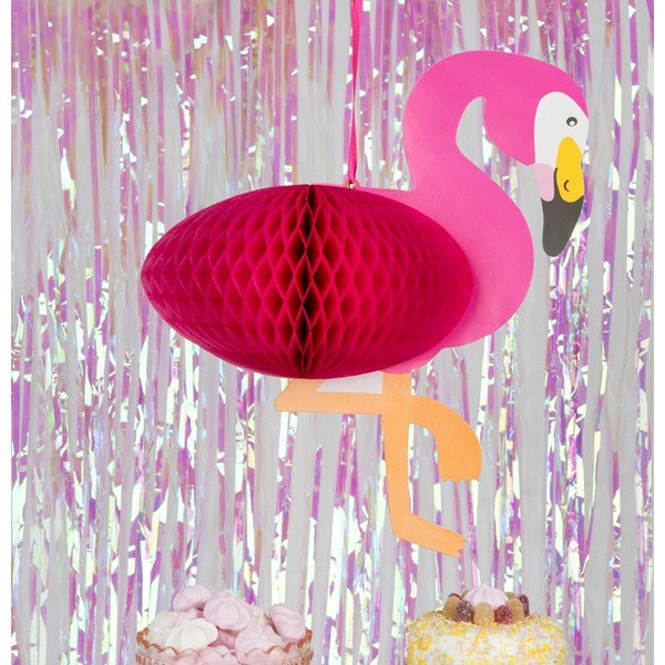 Viseča papirnata dekoracija Rex London Flamingo Honeycomb-image-1