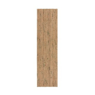 Obojestranski ročno tkan tekač iz jute v naravni in zeleni barvi 60x300 cm Jute Boucle Green – Flair Rugs
