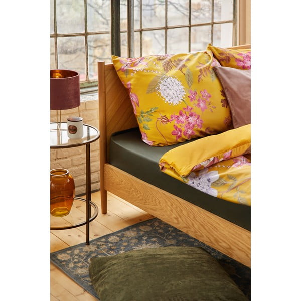 Oker posteljnina iz bombažnega satena Bonami Selection Blossom, 200 x 220 cm-image-1