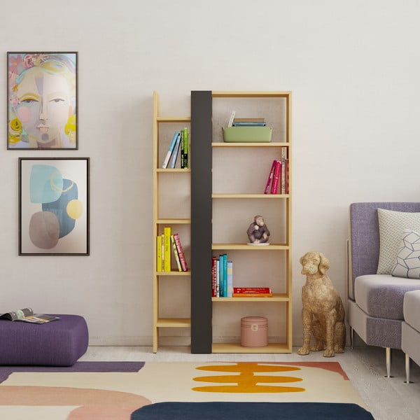 Črn/naraven regal v hrastovem dekorju 80x152 cm Axel – Marckeric-image-4