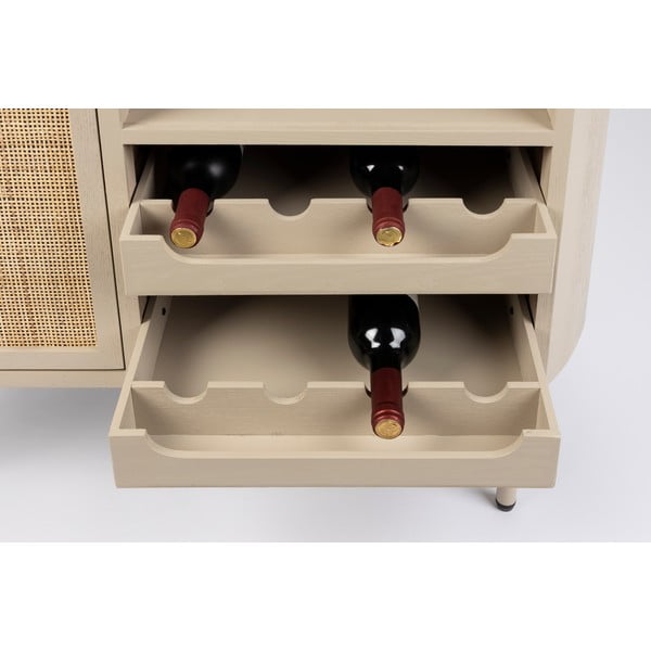 Kremno bela vinska omara iz ratana za 8 steklenic 90x100 cm Amaya – White Label-image-1