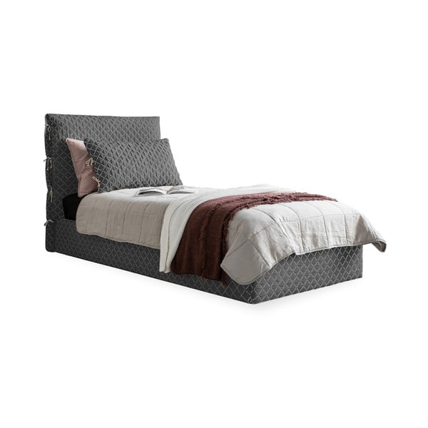 Siva oblazinjena postelja z letvenim dnom 90x200 cm Sleepy Luna - Miuform
