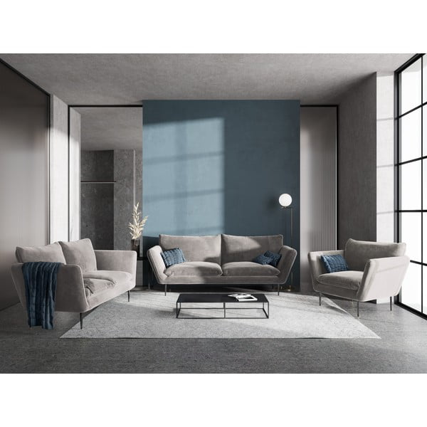 Bež žametni fotelj Mazzini Sofas Acacia-image-1