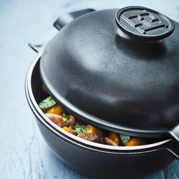 Črni ovalni lonec s pokrovom Emile Henry Delight, 4 l-image-1