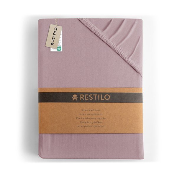 Prašno rožnata napenjalna rjuha iz jerseyja 90x200 cm Amber – Restilo-image-4