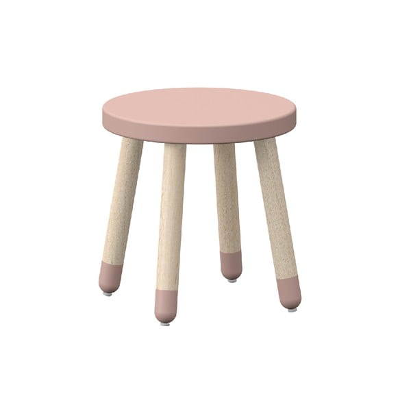 Rožnat otroški stolček z nogami iz jesenovega lesa Flexa Dots, ø 30 cm