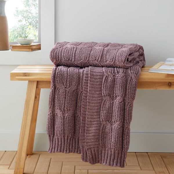 Roza/bela pletena odeja 130x170 cm Chunky Marl Knit – Catherine Lansfield