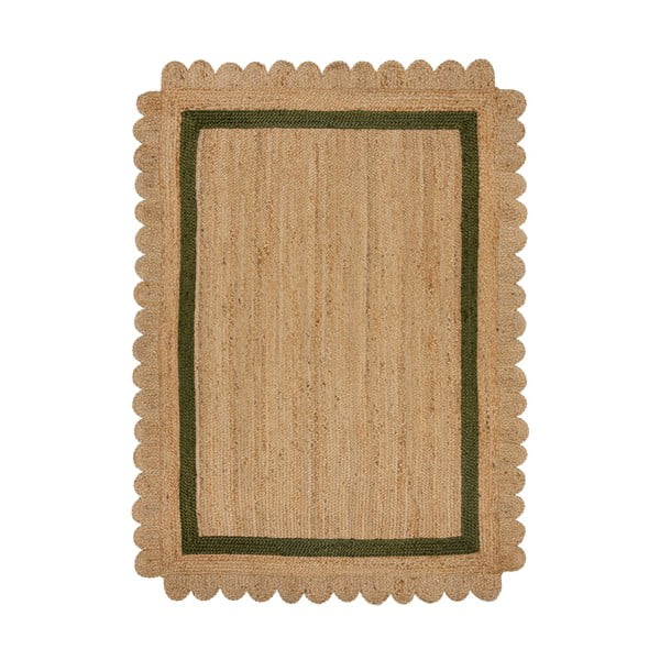 Temno zelena/naravna ročno tkana preproga iz jute 160x230 cm Grace Green – Flair Rugs