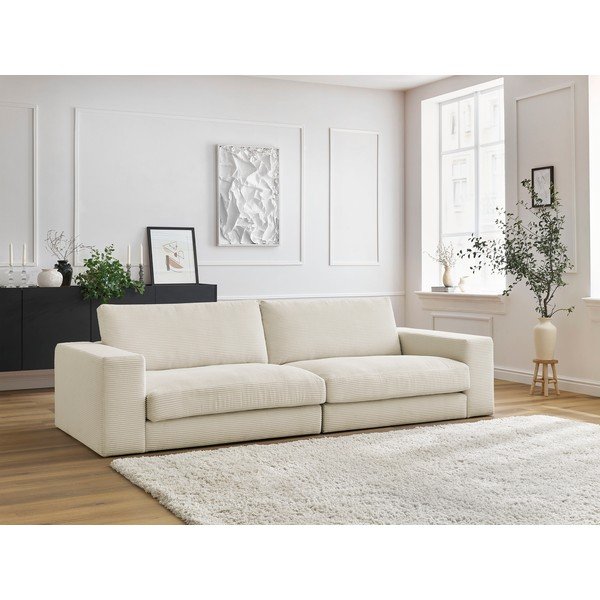 Bež sedežna garnitura iz rebrastega žameta 274 cm Leonard – Bobochic Paris-image-1