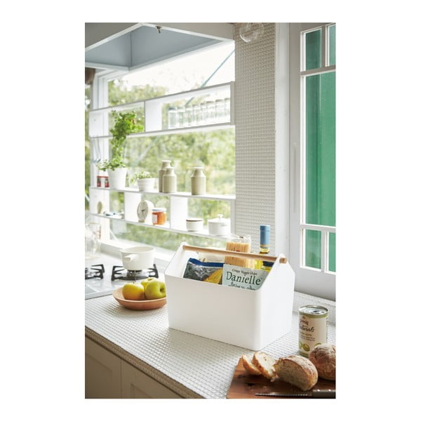 Bela/v naravni barvi plastična škatla za shranjevanje 21x37x24 cm Favori – YAMAZAKI-image-2