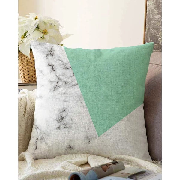 Zeleno-siva prevleka za vzglavnik iz mešanice bombaža Minimalist Cushion Covers Marble, 55 x 55 cm
