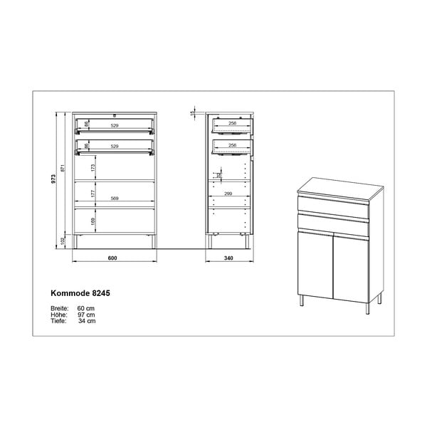 Bela kopalniška omarica 60x97 cm Salinas - Germania-image-4