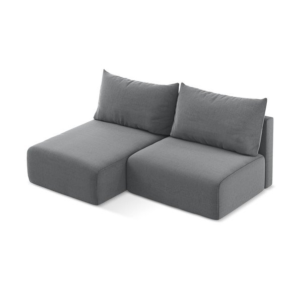 Siva žametna raztegljiva/s prostorom za shranjevanje kotna sedežna garnitura (levi kot/z ležalnikom) Kalena – Makamii-image-3