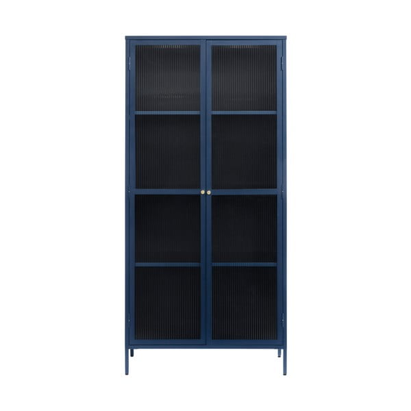 Temno modra kovinska vitrina 90x190 cm Bronco – Unique Furniture