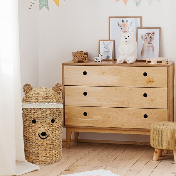 Otroška škatla za shranjevanje iz vodne hijacinte v naravni barvi ø 30x56 cm Bear – Compactor-image-1