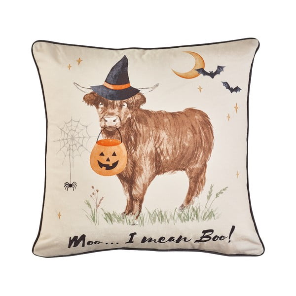 Okrasna blazina z motivom za noč čarovnic 45x45 cm Halloween Highland Cow – Catherine Lansfield