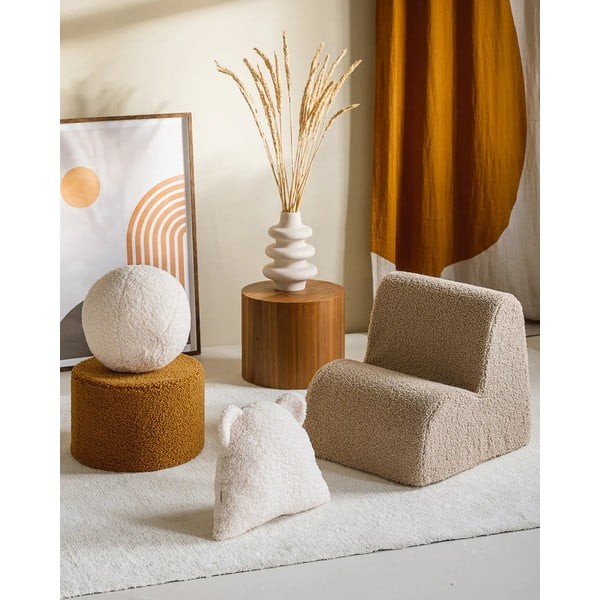 Kremno bela otroška blazina bouclé Bear – Wigiwama-image-4