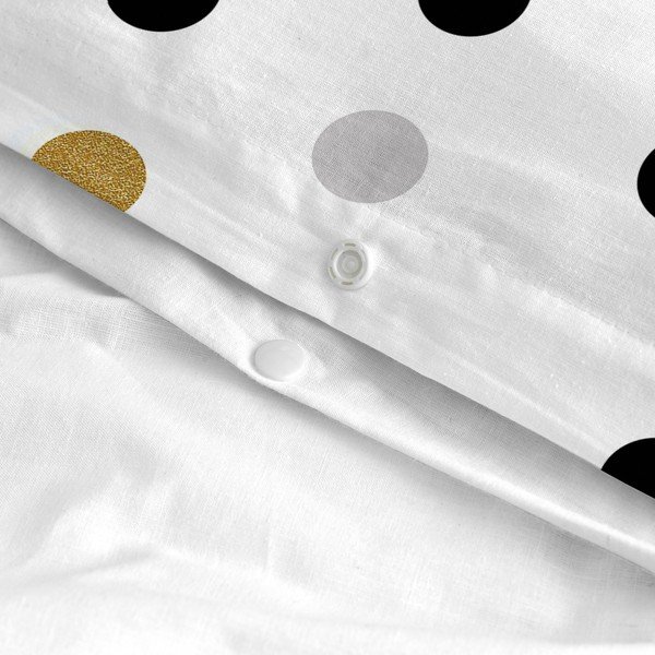 Bela enojna bombažna prevleka za odejo 140x200 cm Golden dots – Blanc-image-4